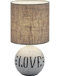 Λαμπατέρ Επιτραπέζιο "Love" Ø16,5*31 εκ. Βάση  Κεραμικό Καπουτσίνο  / Υφασμάτινο Αμπαζούρ Trio Esna  R50661025
