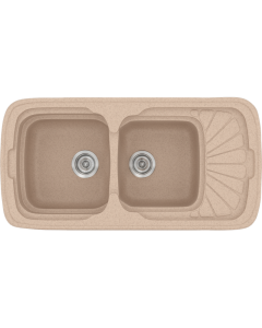 Νεροχύτης Κουζίνας Συνθετικός 96*51 εκ. Ένθετος σε ερμάριο 80 εκ. Δύο γούρνες & Ποδιά Sanitec Classic 304