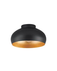 Πλαφονιέρα Οροφής D28xH17,5cm Μέταλλο Μαύρο-Χρυσαφί 1xE27 Eglo Mogano 900554