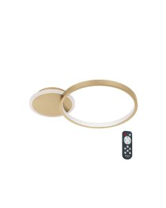 Πλαφονιέρα Οροφής Χρυσαφί 40,5cm LED 3000-6500Κ 2100lm Μνήμη,Tηλεχειριστήριο, Νυχτός Eglo Gafares 900423