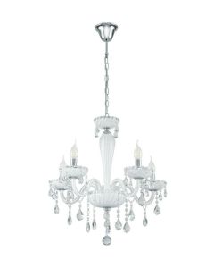 Πολυέλαιος Πεντάφωτος Ø59xH130cm 5xE14  Χρωμέ-Κρύσταλλο Λευκό Eglo Carpento 39113