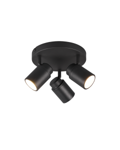Σποτ IP44 Τρίφωτο Ροζέτα Μαύρο Ματ 20xH15cm 3xGU10 Trio Lighting Angelo 880430332