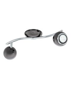 Σποτ Δίφωτη Ράγα L34xH10cm 2xGU10 2x2,8w 3000Κ 2x250lm Ατσάλι Νίκελ-Μαύρο Eglo Bimeda 31006