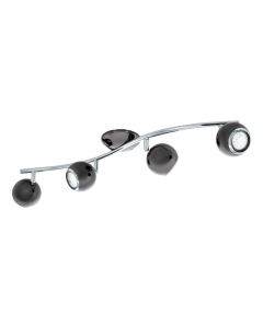 Σποτ Τετράφωτη Ράγα L64cm 4xGU10 4x2,8w 3000Κ 4x250lm Ατσάλι Νίκελ-Μαύρο Eglo Bimeda 31008