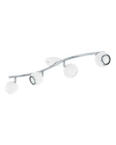Σποτ Τετράφωτη Ράγα L64cm 4xGU10 4x2,8w 4x250lm 3000Κ Ατσάλι Νίκελ-Λευκό Eglo Bimeda 31004