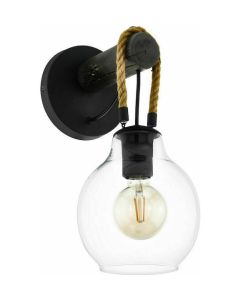 Φωτιστικό Vintage Τοίχου 18xH35cm Μαύρο-Καφέ-Διάφανο 1xE27 Eglo Roding 43619