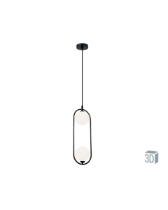 Φωτιστικό Κρεμαστό Δίφωτο 2*G9  Μαύρο Μέταλλο / Γυαλί Οπάλ Σατινάτο Viokef Fancy 4208700