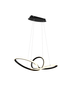 Φωτιστικό Κρεμαστό Μαύρο Ματ 80xH150cm Led 28w 3000K 3200lm Switch Dimmer Trio Lighting Sansa R32751132