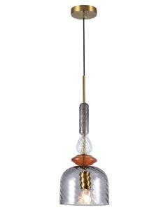 Φωτιστικό Κρεμαστό Μονόφωτο 1xE27 Γυαλί Smoke D200xH1500mm Gloria 4312100