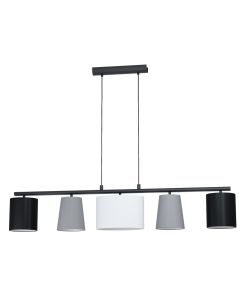Φωτιστικό Κρεμαστό Πεντάφωτο L1200xΗ1100mm 5xΕ27 Απόχρωση Μαύρο-Ανθρακί-Λευκό Eglo Almeida  1 98588
