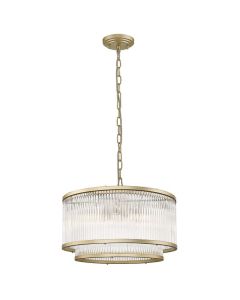 Φωτιστικό Κρεμαστό Πεντάφωτο Ø41,5εκ. Μέταλλο Σαμπανί με Διακοσμητικά Κρύσταλλα Viokef Karolina 4259000