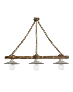 Φωτιστικό Κρεμαστό Ράγα Ξύλινη Τρίφωτη Η75x88x25cm 3xE27 MIX-150RAGA 3/L ROPE MIX-WH-BR Heronia 31-1129