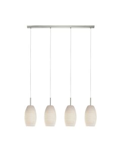 Φωτιστικό Κρεμαστό Τετράφωτο σε Ράγα L1020xH1100mm 4xΕ27 Νίκελ Σατινέ-Γυαλί Eglo Batista 3 97587