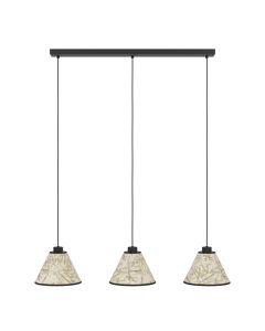Φωτιστικό Κρεμαστό Τρίφωτο Ράγα 3xE27 L920xH1100mm Μέταλλο-Ύφασμα με φύλλα Μπαμπού Eglo Oxpark 43943