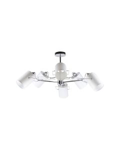 Φωτιστικό Οροφής 94xH20cm Λευκό Υφασμάτινο-Χρωμέ Βάση 6xE14 Homelighting Shiro 77-8101