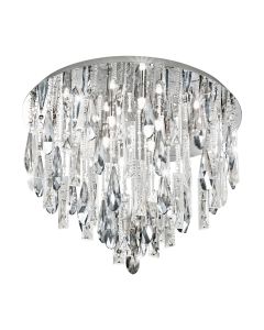 Φωτιστικό Πλαφόν Οροφής Ø480xH310mm G9 Led 8x33w 8x 450lm Warm White Χρωμέ-Διάφανα Κρύσταλλα Eglo Calaonda 93433