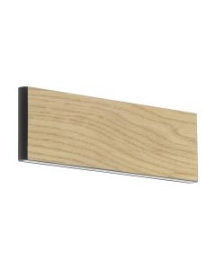 Φωτιστικό Τοίχου Αλουμίνιο Μαύρο-Ξύλο Καφέ L25,5xH8cm LED 3000K 500lm Eglo Climene 390127