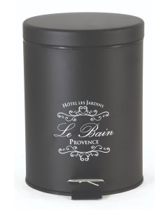 Χαρτοδοχείο Classic "Le Bain" 5lt Μαύρο Ματ με μεταξωτό τύπωμα Ecocasa 02-4644
