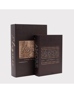 S/2 ΔΙΑΚΟΣΜΗΤΙΚΑ ΚΟΥΤΙΑ ΒΙΒΛΙΑ ELEGANCE-AMORE ΞΥΛΙΝΑ ΜΑΥΡΟ-ΧΡΥΣΟ 34x25x7cm/ 27x20x5.5cm Eurolamp 819-00469