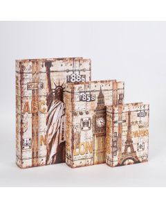 S/3 ΚΟΥΤΙΑ ΒΙΒΛΙΑ ΞΥΛΙΝΑ ΚΑΦΕ 32x23x7cm / 25x18x5.5cm / 18x13x4cm Eurolamp 752-17018