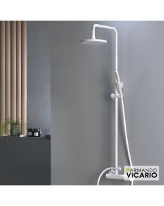 Μπαταρία Ντουζιέρας με Κεφαλή και Κολώνα ρυθμιζόμενου ύψους Slim Vicario White Matt 500065-300
