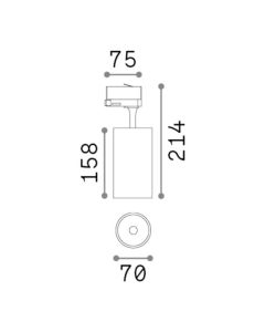 FOX TR 3-PHASE 25W CRI80 3000K ON-OFF BK Ideal Lux 250441
