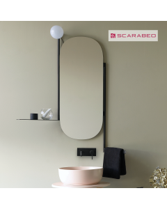 Καθρέπτης Μπάνιου 45x90 με πετσετοκρεμάστρα, εταζέρα και λάμπα Scarabeo Black Matt 2704-NROP