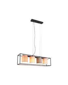 Φωτιστικό Κρεμαστό Τετράφωτο L100x20xH150cm 4xE27 Μαύρο Ματ-Υφασμάτινο Αμπαζούρ Lighting Ross 303100417
