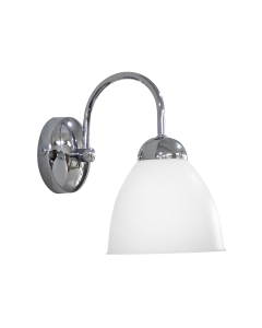 Φωτιστικό τοίχου 21x14xH23cm 1xE27 Βραχίονας Μέταλλο Νίκελ-Αμπαζούρ Λευκό AS-30ΑΡ OVO NIKEL-WH Heronia 31-1195