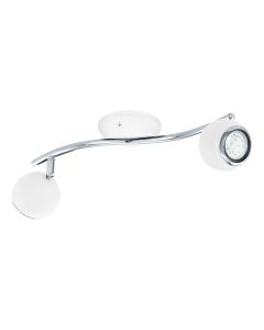 Σποτ Δίφωτη Ράγα L34xH10cm 2xGU10 2x2,8w 3000Κ 2x250lm Ατσάλι Νίκελ-Λευκό Eglo Bimeda 31002