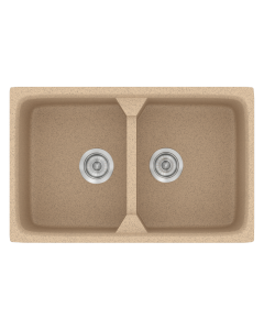 Νεροχύτης Κουζίνας Συνθετικός 78x51cm 2 Γούρνες Ένθετος Eρμάριο 80cm Sanitec Classic 318-10-Granite-Beige