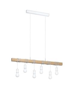 Φωτιστικό Κρεμαστή Ράγα 100 εκ.Εξάφωτη Ξύλο Δρυς /Λευκό Eglo Townshend 33165 