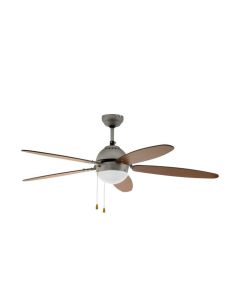 Ανεμιστήρας Οροφής Ø132x40cm Φωτισμό 1xE14 60W AC 220-240V,50Hz 3 Ταχύτητες Νίκελ-Καφέ Eglo Susale 35042