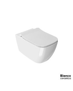 Λεκάνη Κρεμαστή MIZO/51,5 Rimless με κάλυμμα Slim Soft Close MS36SC, Bianco Ceramica White 361600SC-300