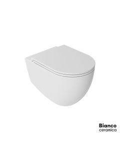 Λεκάνη Κρεμαστή LENTA/53 Rimless με κάλυμμα Soft Close MS38C, Bianco Ceramica White Matt 381600C-301