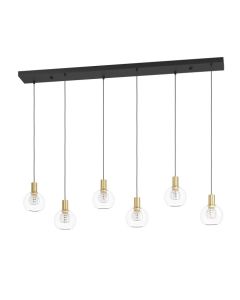 Κρεμαστό Φωτιστικό L138xH150cm Ρυθμιζόμενο Μαύρο-Χρυσαφί-Διάφανο Γυαλί LED 3000K Eglo Terque 390281