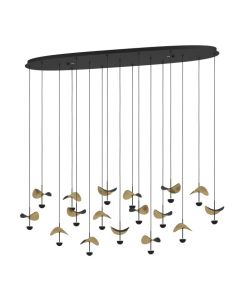 Φωτιστικό Κρεμαστό Ράγα L1550xB330xH2200mm 17x2,3w Led Dimmable 3000K 4760lm Ατσάλι Μαύρο-Χρυσό Eglo DRACERA 390343