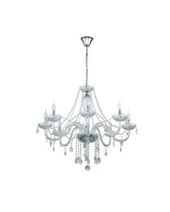 Πολυέλαιος Οκτάφωτος 82xH130cm 8xE14 Χρώμιο -Διάφανο Eglo Basilano 39101