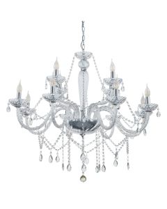 Πολυέλαιος Δεκαοκτάφωτος Ø100xH130cm 18xE14 Χρωμέ-Διάφανο Eglo Basilano 39102