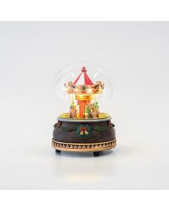 ΚΑΡΟΥΖΕΛ ΣΕ ΓΥΑΛΙΝΟ ΘΟΛΟ, ΜΠΑΤΑΡΙΑΣ, LED, ΜΕ ΜΟΥΣΙΚΗ ΚΑΙ ΚΙΝΗΣΗ, 12x12x16cm Eurolamp 600-45813