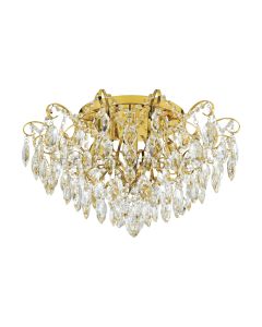 Φωτιστικό Πλαφόν Οροφής Ø60xH35cm Εξάφωτο 6xΕ14 Ορείχαλκος -Διάφανα Κρύσταλλα Eglo Fenoullet 1 39602