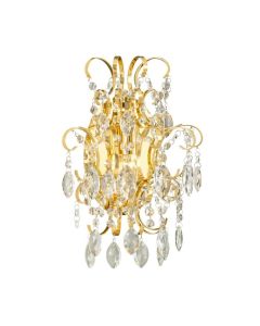 Απλίκα Επίτοιχη Μονόφωτη  1xE14 L290xH370xA175mm Ορείχαλκος -Διάφανα Κρύσταλλα Eglo Fenoullet 1 39604