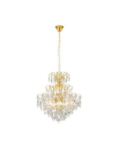 Φωτιστικό Κρεμαστό Ø57,5xΗ121cm Πεντάφωτο 5xΕ14 Ορείχαλκος -Διάφανα Κρύσταλλα Eglo Fenoullet 1 39605