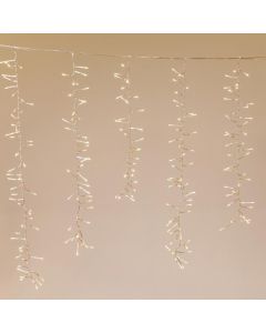 ΒΡΟΧΗ CLUSTER, 480 LED 3mm, 36V ΜΕΤΑΣΧΗΜΑΤΙΣΤΗ, 8 ΠΡΟΓΡΑΜΜΑΤΑ, 4 ΕΠΕΚΤΑΣΕΙΣ ΕΩΣ 3 ΣΕΤ, ΔΙΑΦΑΝΟ PVC ΚΑΛΩΔΙΟ, ΘΕΡΜΟ ΛΕΥΚΟ LED (H100 x W200cm, 30/40/50/50/40/30), ΠΡΟΕΚΤΑΣΗ ΠΑΡΟΧΗΣ 3m, IP44 Eurolamp 600-06801