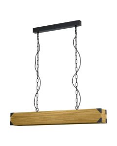 Φωτιστικό Κρεμαστή  Τετράφωτη Ράγα 90 εκ. Μαύρο Μέταλλο/ Ξύλο Καφέ Eglo Harborough 43159