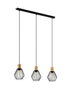 Eglo Palmorla Μοντέρνο Κρεμαστό Φωτιστικό Τρίφωτο Πλέγμα με Ντουί E27 σε Μαύρο Χρώμα 43378