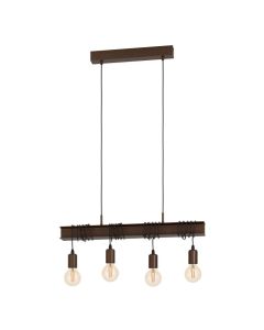 Φωτιστικό Κρεμαστό Τετράφωτο Ράγα L700xH1100mm 4xE27 Καφέ Αντικέ Eglo Townshend 4 43523 
