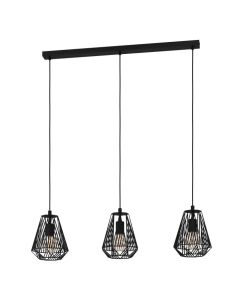 Φωτιστικό Κρεμαστό Τρίφωτο σε Ράγα L960xH1100mm 3xE27 Μέταλλο Black Eglo Stype 43693