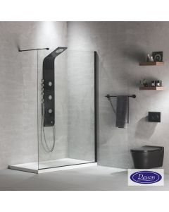 Διαχωριστικό κρύσταλλο ντουζιέρας IWIS Walk-in 120 h.220 ρυθμιζόμενo από 117 έως 119εκ., Devon Clean Glass Black Matt  IWH120C-400