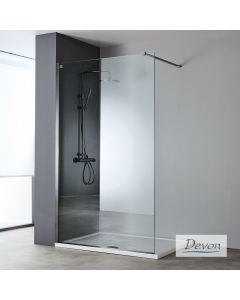 Διαχωριστικό κρύσταλλο ντουζιέρας IWIS Walk-in 90 h.220 ρυθμιζόμενo από 86 έως 88εκ., Devon Clean Glass Inox AISI304 Black Brushed  IWH90C-411